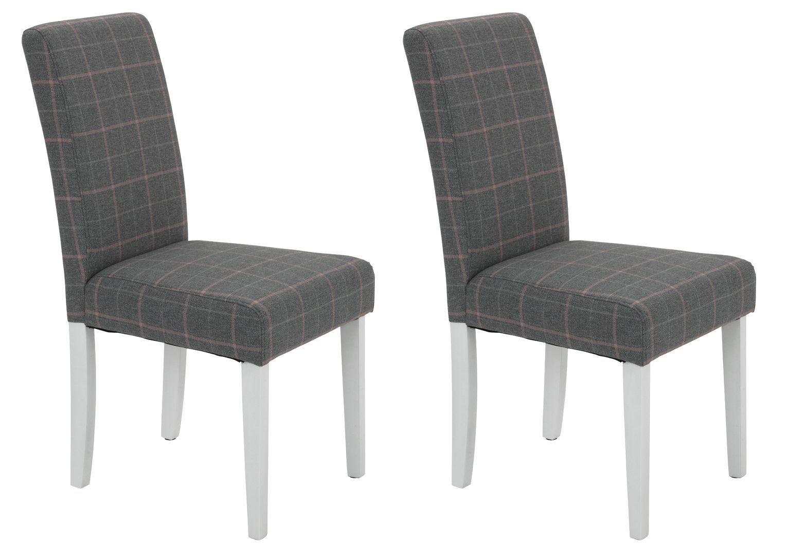 Argos Home Pair of Mid Back Dining Chairs -Grey & Pink Check Review