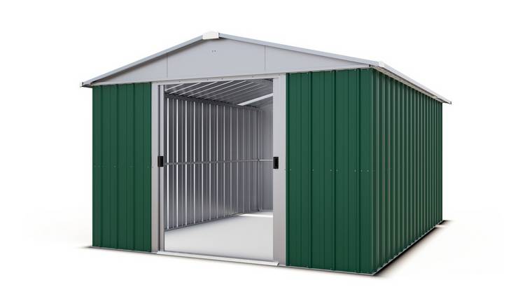 YardMaster Metal Green Apex Garden Shed - 10 x 13ft