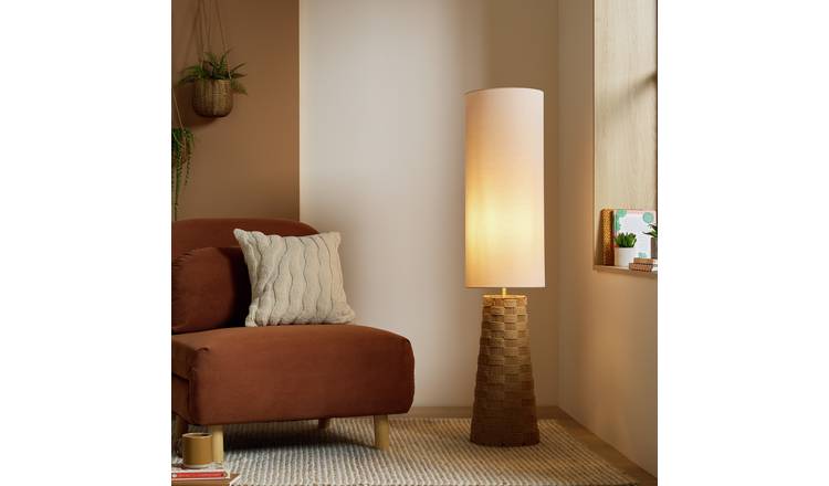 Argos Home Rorla Seagrass Woven Midi Floor Lamp - Light brown