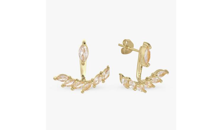 Revere Gold Plated Silver Marquise Jacket Stud Earrings