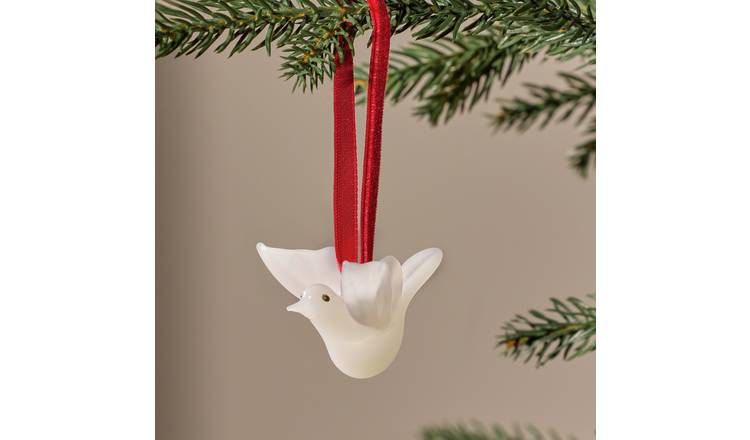 Argos Home Glass Dove Hanging Christmas Ornament