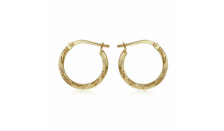 Revere 9ct Gold Bonded Sterling Silver Twisted Creole Earrings
