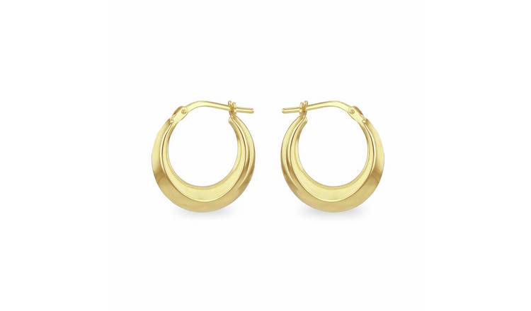 Revere 9ct Gold Bonded Sterling Silver Round Tapered Creole Earrings