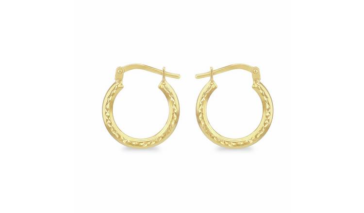 Revere 9ct Gold Bonded Sterling Silver Round Tapered Creole Earrings