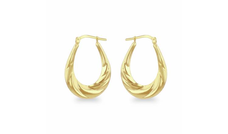 Revere 9ct Gold Bonded Sterling Silver Round Tapered Creole Earrings