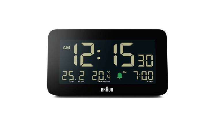 Braun Temperature & Date Digital Alarm Clock - Black