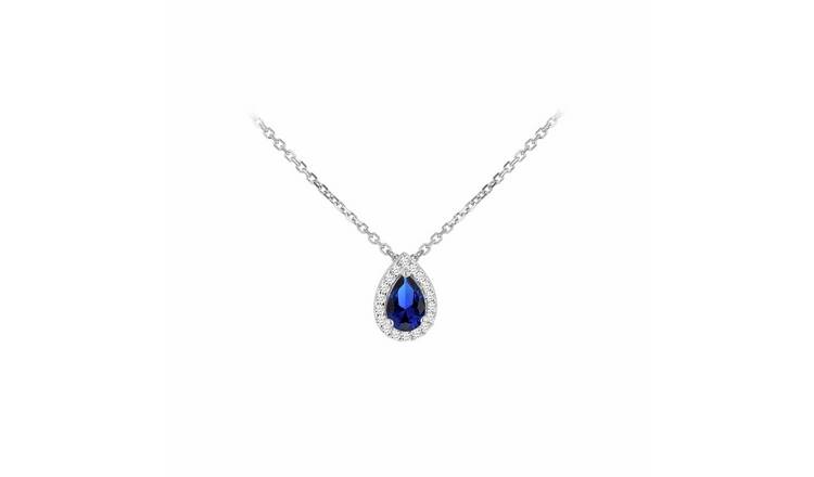 Revere Sterling Silver Blue Cubic Zirconia Pendant Necklace