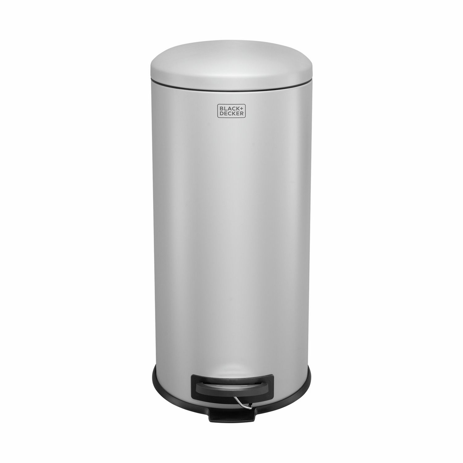 Black + Decker 30 Litre Dome Lid Pedal Bin Grey