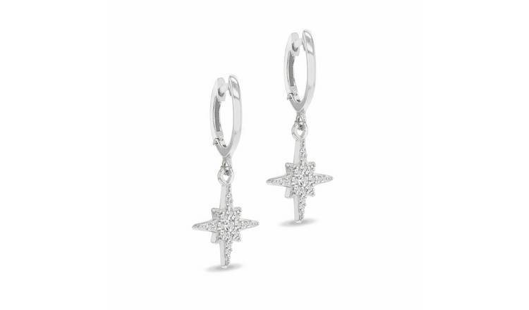 Revere Sterling Silver Cubic Zirconia North Star Drop Earrings