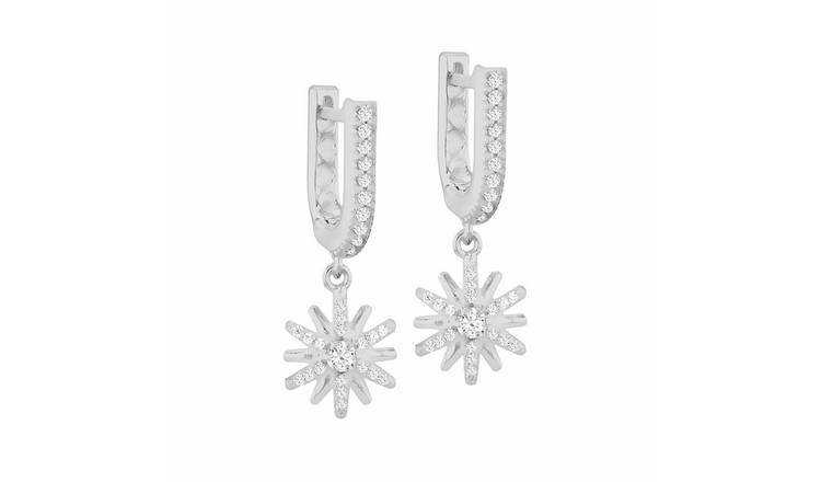 Revere Sterling Silver Cubic Zirconia Star Drop Earrings