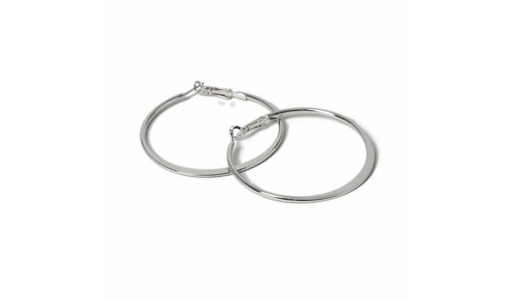 Freedom Silver Medium Knife Edge Hoop Earrings