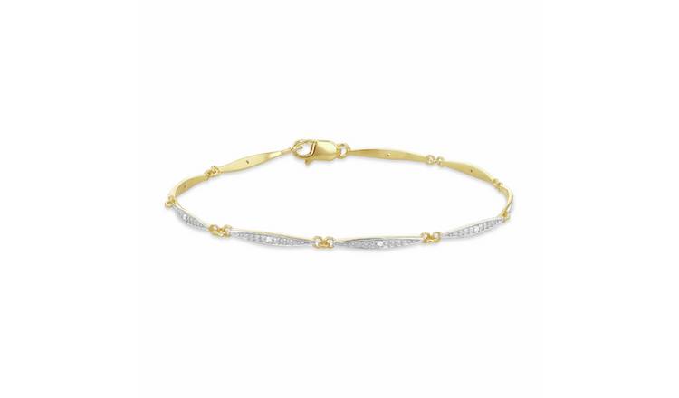 Revere Gold Plated Silver 0.04ct Diamond Bracelet