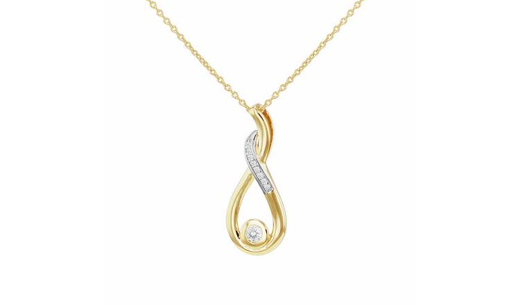 Revere Gold Plated Sterling Silver 0.25ct Diamond Figure 8 Pendant Necklace