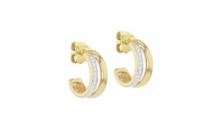 Revere 18ct Gold Plated Sterling Silver Half Hoop Earrings