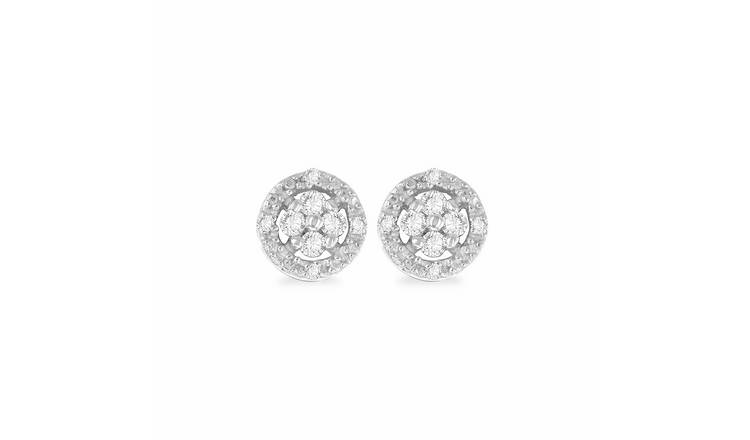 Revere 18ct Gold Plated Sterling Silver Halo Stud Earrings