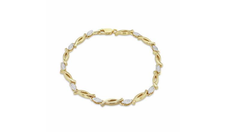 Revere Gold Plated Silver 0.15ct Diamond Hug & Kiss Bracelet