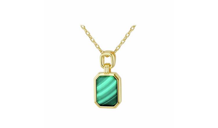 Revere Gold Plated Sterling Silver Malachite Necklace Chain