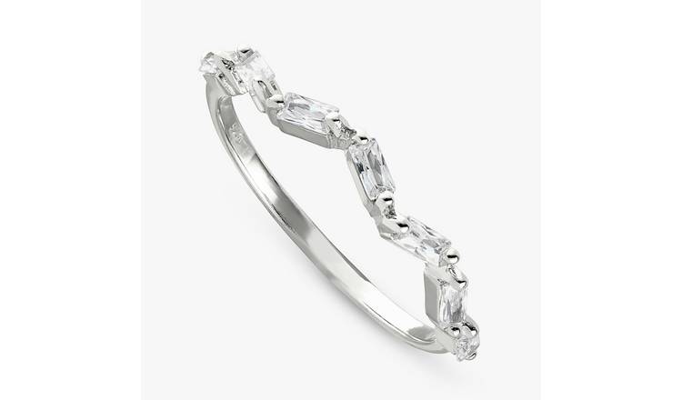 Revere Sterling Silver Baguette Half Eternity Ring - Medium