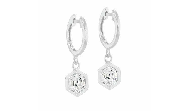 Revere Sterling Silver Hexagon Huggie Earrings
