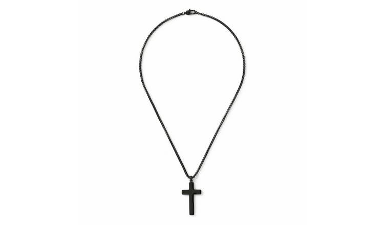 Uncommon Souls Black Tone Cross Pendant Necklace