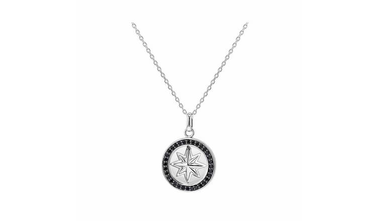 Revere Sterling Silver Rhodium Plated Black Cubic Zirconia Pendant Necklace