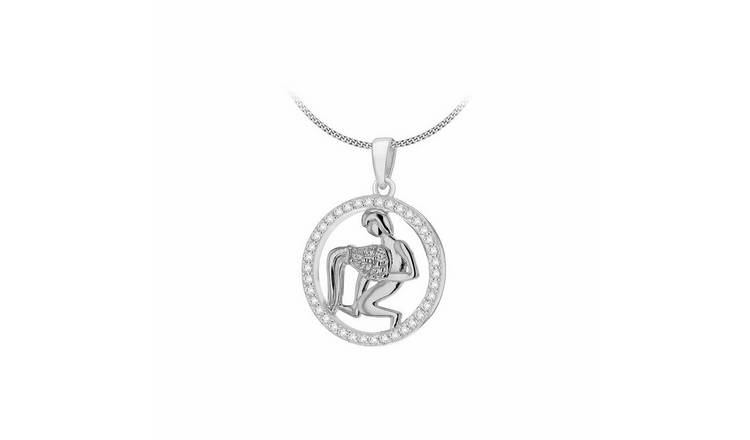 Revere Sterling Silver Aquarius Zodiac Pendant Necklace