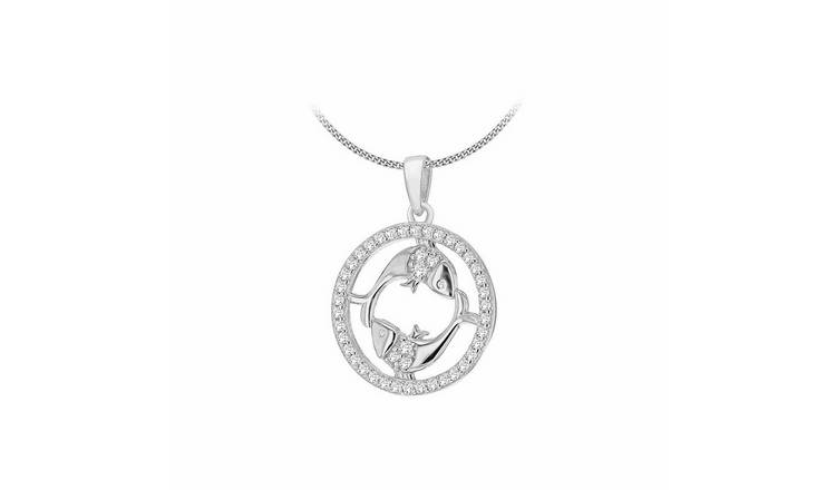 Revere Sterling Silver Pisces Zodiac Pendant Necklace