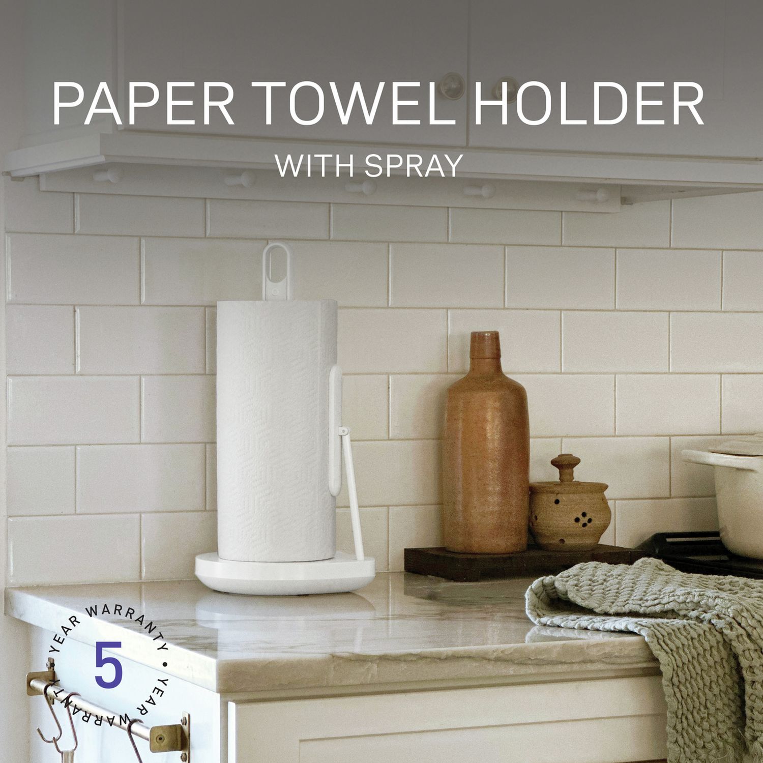 Simplehuman Paper Towel Holder With Spray Pump - White