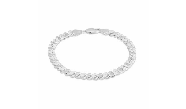 Revere Sterling Silver Diamond Cut Stardust Curb Bracelet