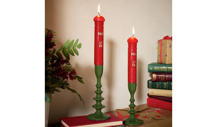 Argos Home Christmas Postbox Medium Pack of 2 Dinner Candles 