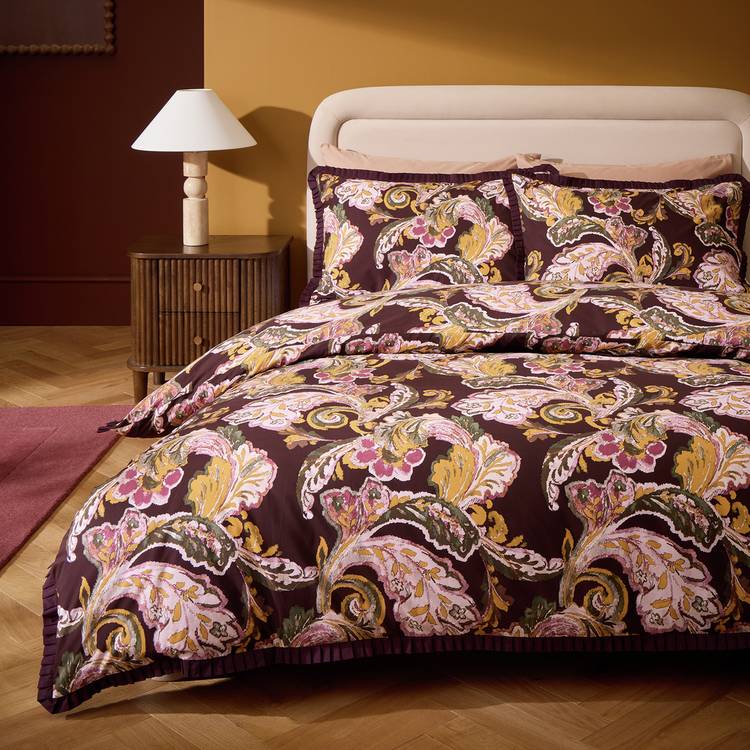 Habitat Luxe Paisley Trim Purple Bedding Set - Single 0