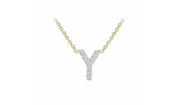 Revere 9ct Yellow Gold 0.04ct Diamond Necklace With Mini Initial Y