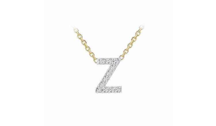 Revere 9ct Yellow Gold 0.06ct Diamond Necklace With Mini Initial Z