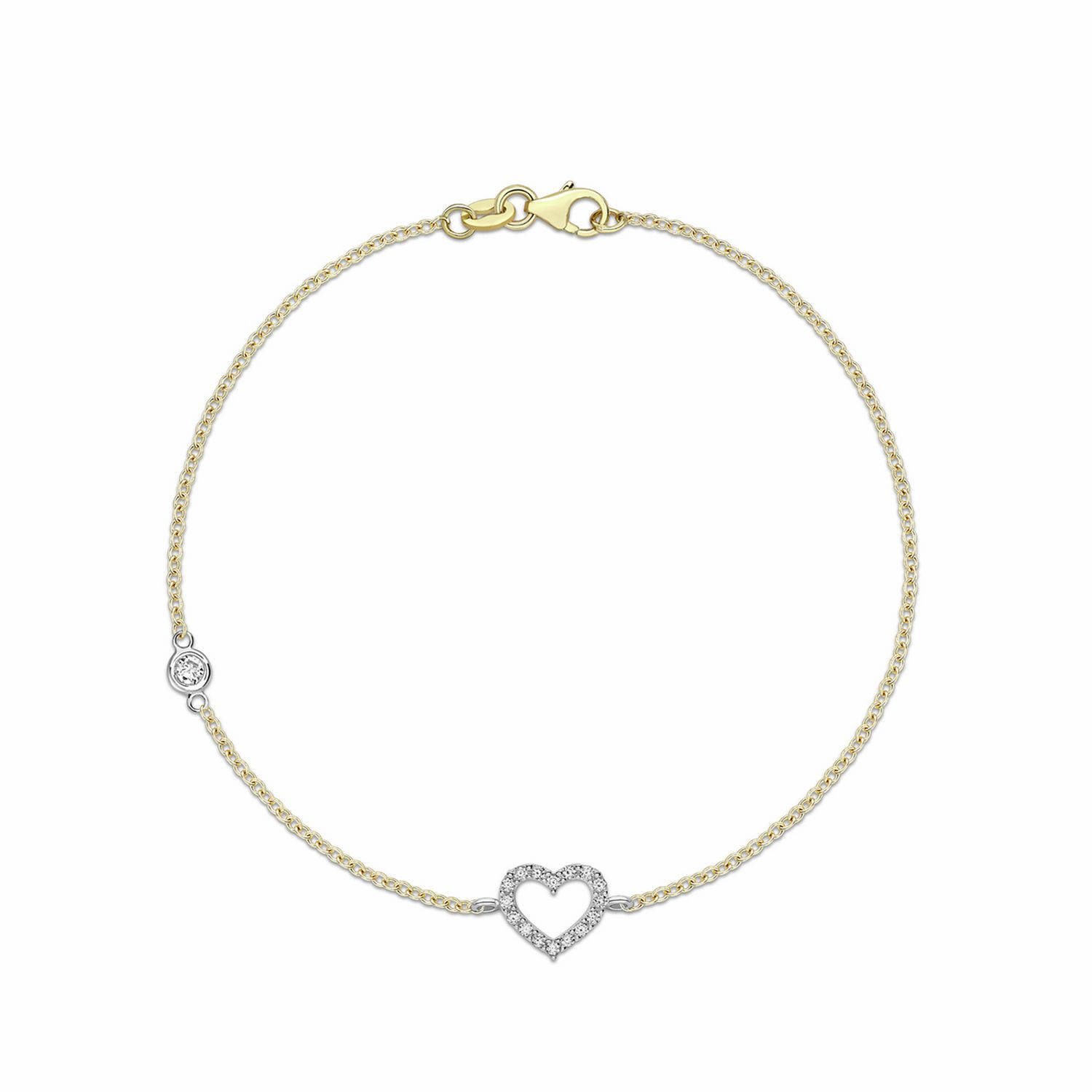 Revere 9ct Multicoloured Gold Cubic Zirconia Heart Bracelet 19cm