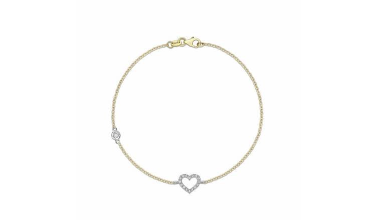 Revere 9ct Multicoloured Gold Cubic Zirconia Heart Bracelet