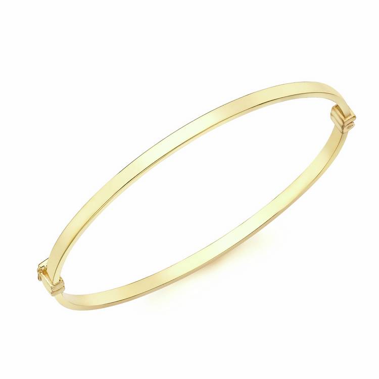 Revere 9ct Yellow Gold Hinged Bangle 3mm 6cm Diameter