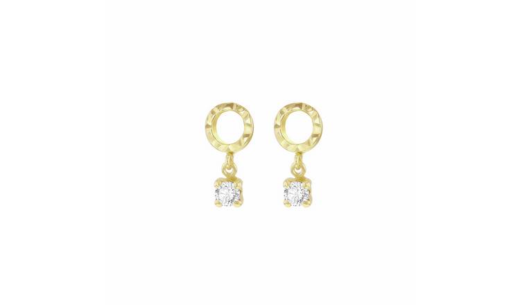 Revere 9ct Yellow Gold Cubic Zirconia Drop Stud Earrings
