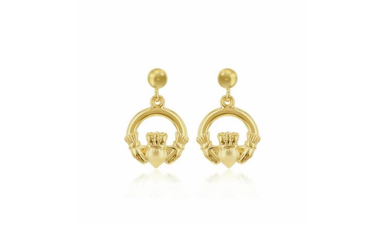 Revere 9ct Yellow Gold Claddagh Drop Earrings