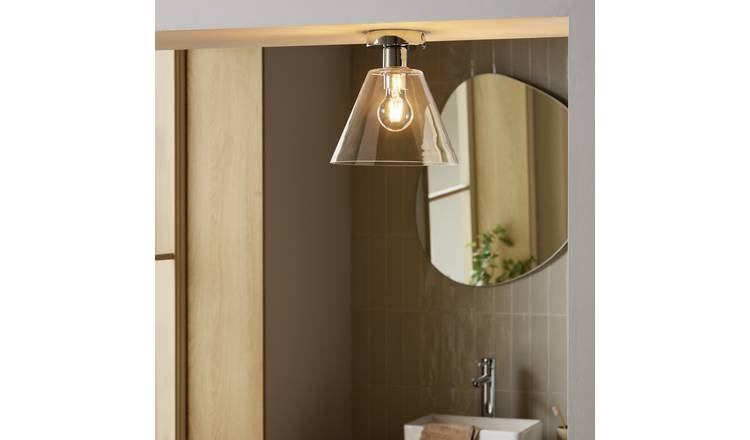 Argos Home Briar Angular Glass Bathroom Flush Ceiling Light - Chrome