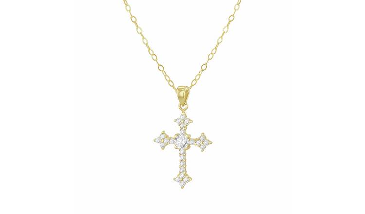 Revere 9ct Yellow Gold Cross Pendant Necklace Chain