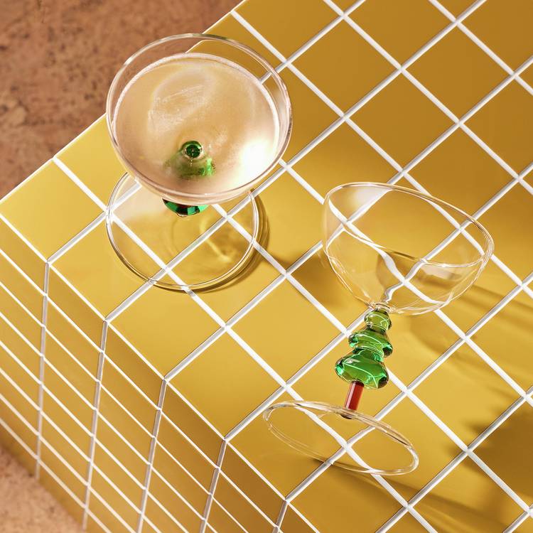 Habitat Christmas Tree Set of 2 Champagne Coupe - Green 0