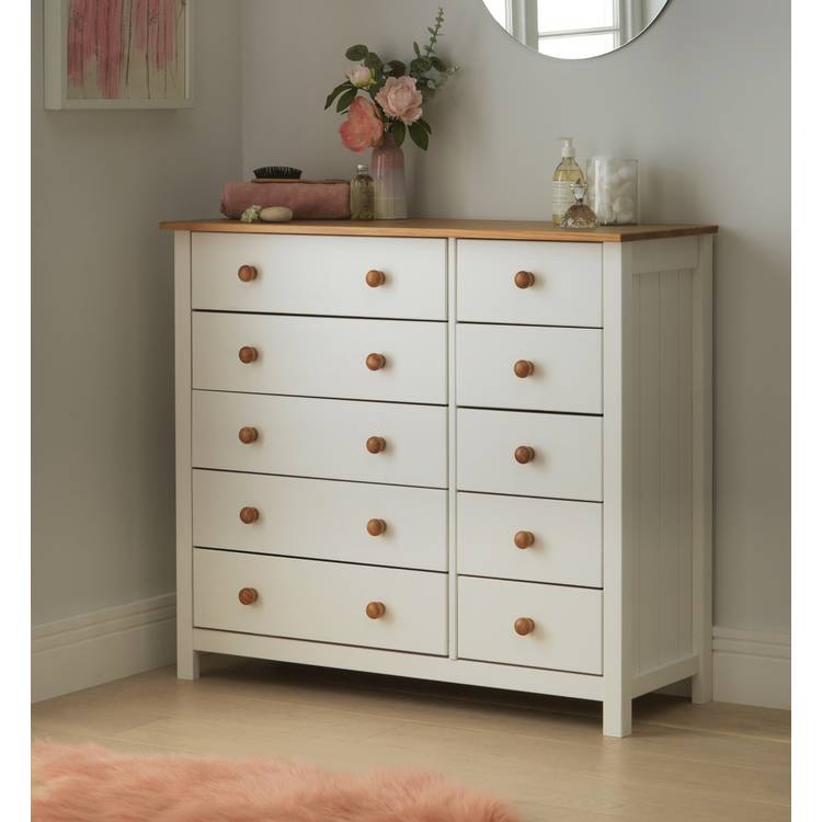 Argos Home Scandinavia 10 Drawer Chest - Pine & White 0