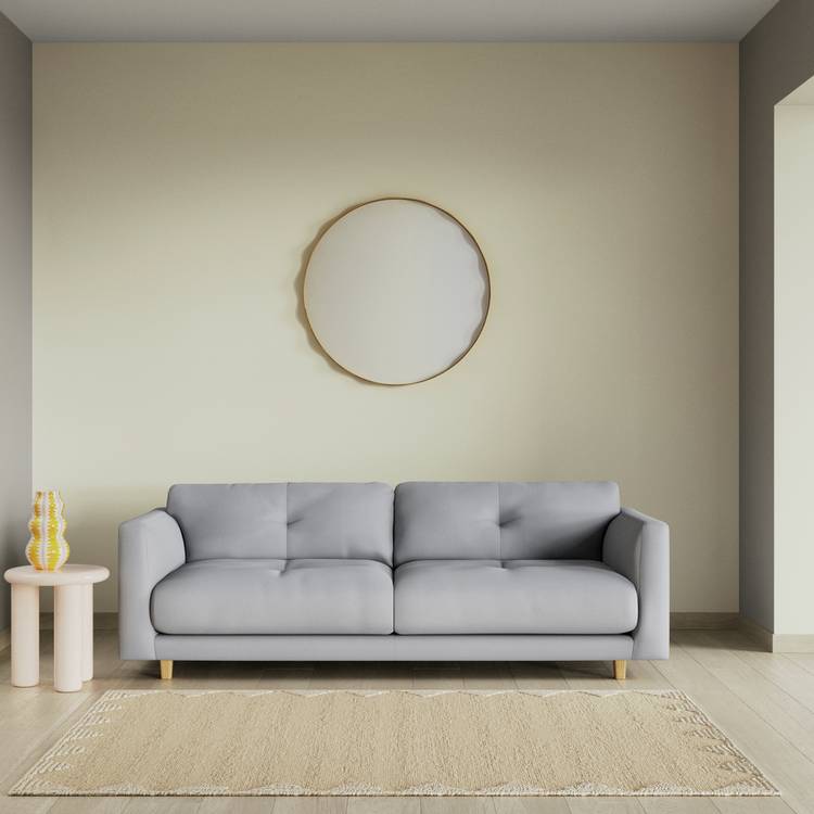 Habitat Emely Fabric 3 Seater Sofa - Grey - Ash Leg 0