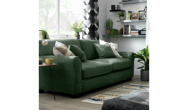 Argos Home Lisbon Fabric 4 Seater Sofa - Green