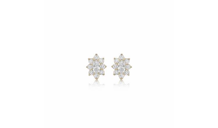 Revere 9ct Yellow Gold Flower Cluster Stud Earrings