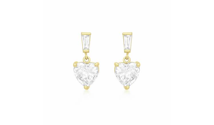 Revere 9ct Yellow Gold Heart Drop Earrings