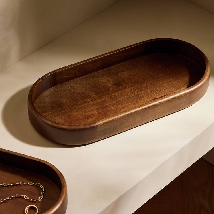 Habitat Dark Mango Wood Tray 0
