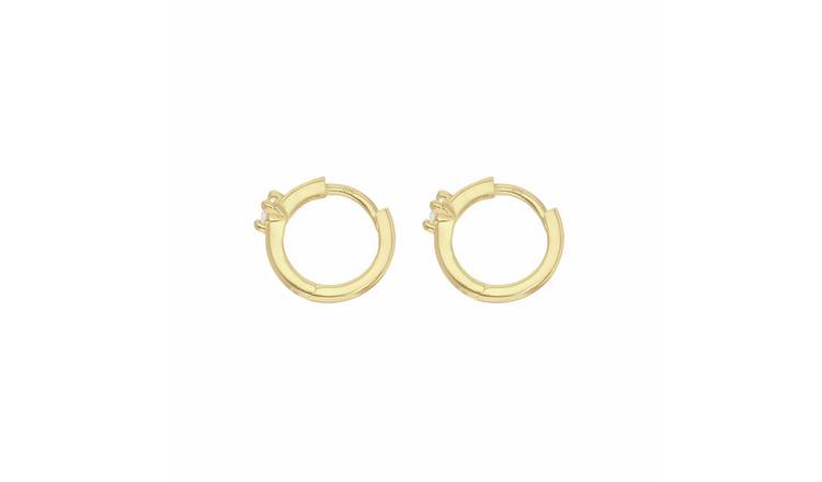 Revere 9ct Yellow Gold Cubic Zirconia Huggie Hoop Earrings