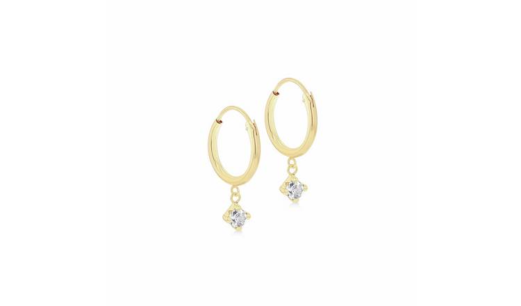 Revere 9ct Yellow Gold Hoop Drop Earrings