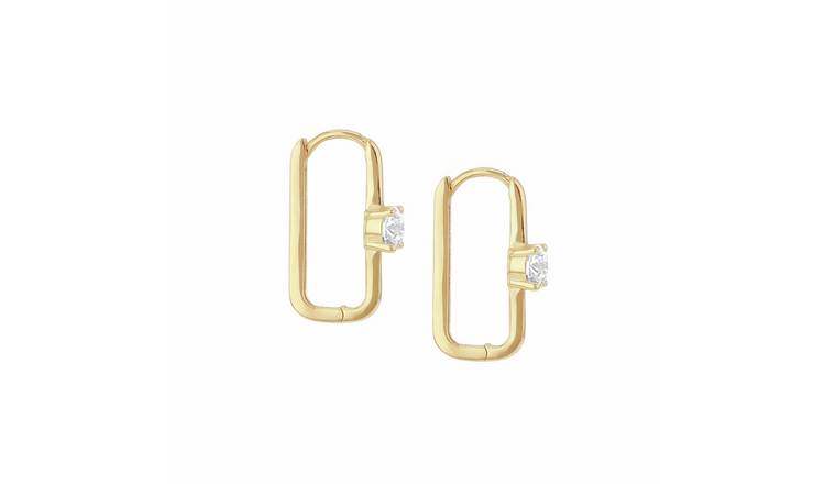 Revere 9ct Yellow Gold Rectangular Hoop Earrings